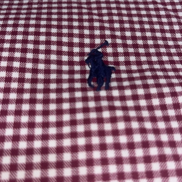 Ralph Lauren Check Gingham Slim Fit Oxford Shirt Button Down Red White Medium - Picture 8 of 10